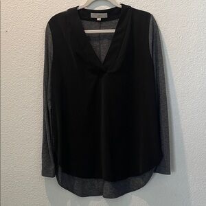 LOFT Two-Tone V-Neck Blouse